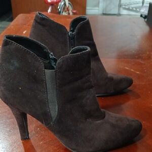 Madeline Dark Brown Suede Heeled Boots